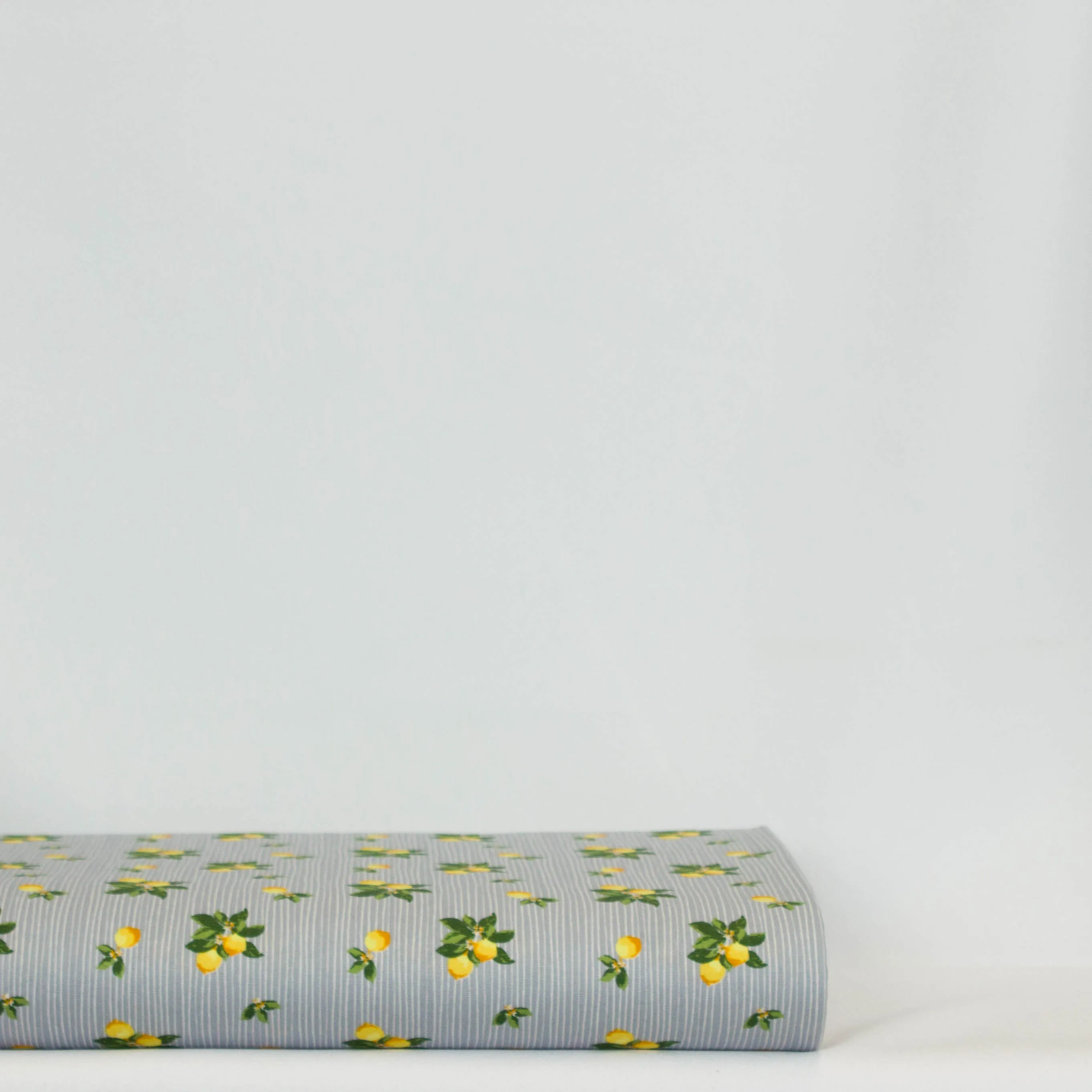 Katoen poplin 'Lemon Stripe Grey'